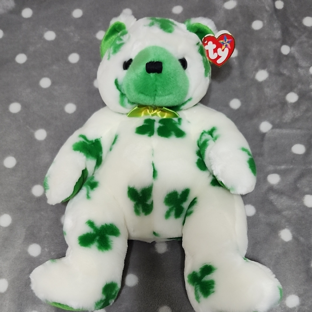 Ty Clover Bear - White and Green